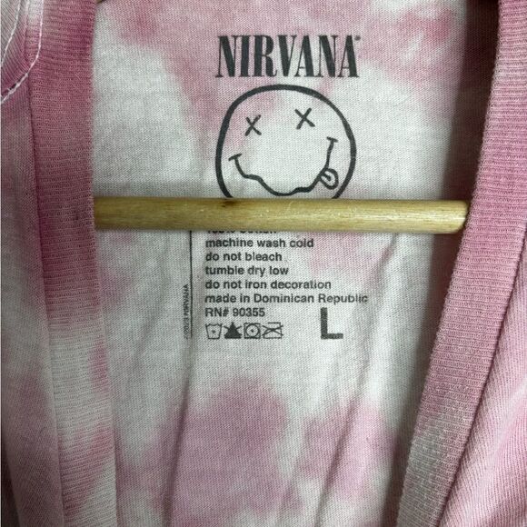 Nirvana tie dye short sleeve band t shirt men’s size large pink - Picture 5 of 6